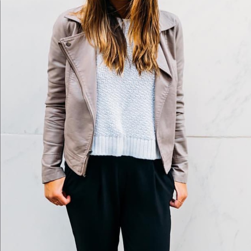 KUT from the Kloth Faux Leather Jacket in Taupe